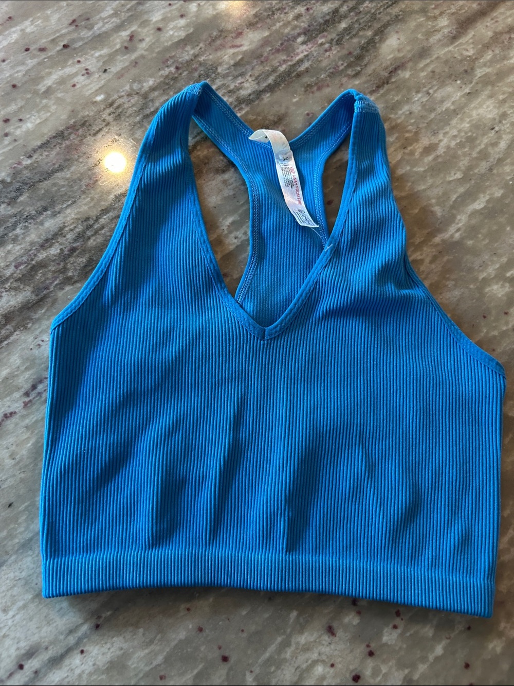 Free People Ribbed Racerback Tank Top in Bright Blue